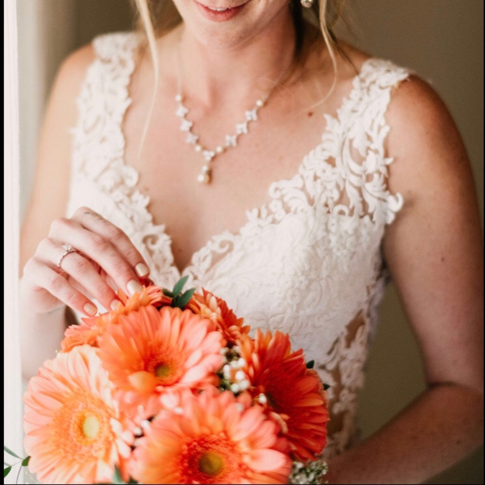 Sincerity wedding gown custom made lace open back
